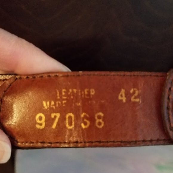 Brown Leather Woven Braided Belt, Men's Size 42, Unisex - Picture 3 of 6